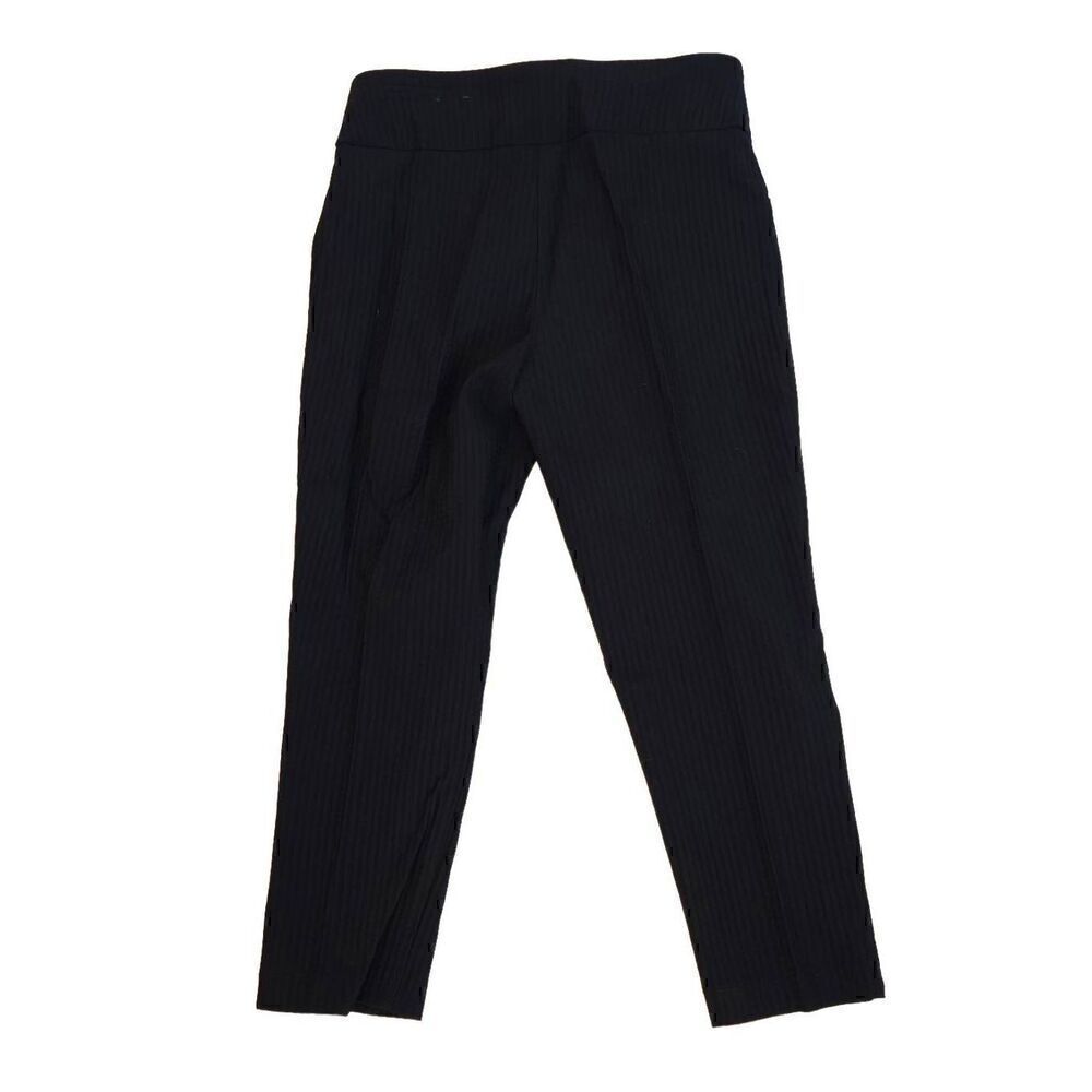 Versona Womens Modern Stripe A Pose Textured Pull-On Crop Pants Black Size 10